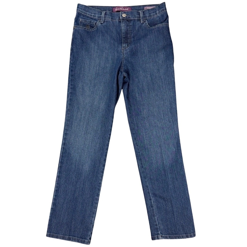 Gloria Vanderbilt Amanda Jeans Womens Sz 10 Petite Blue Stretch Back Pocket Flap